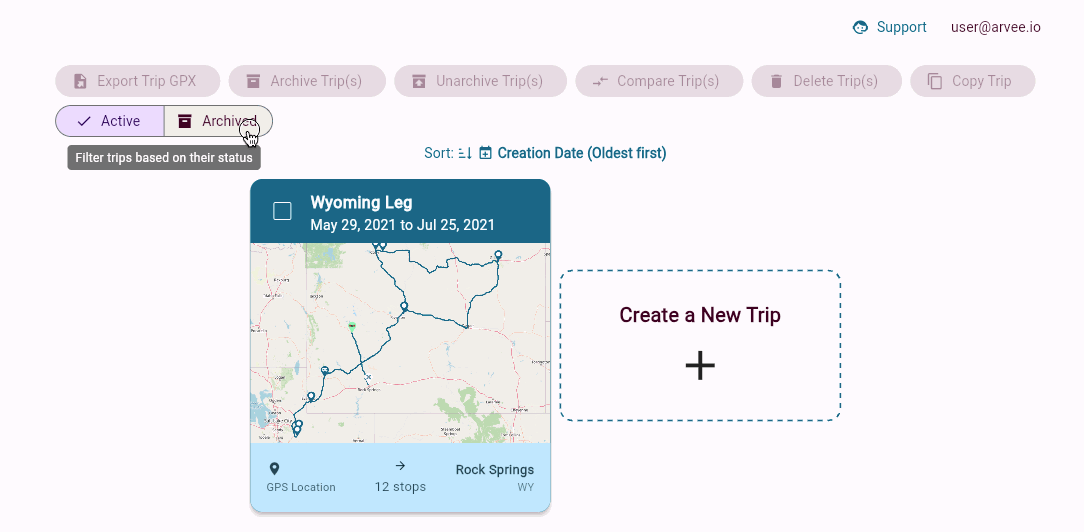 Viewing Archived Trips